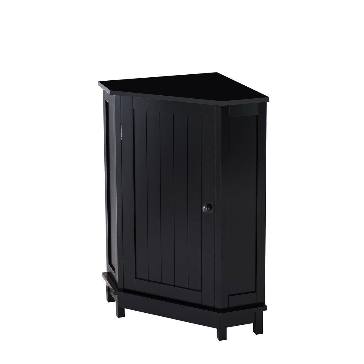 Black Bathroom Cabinet Triangle Corner Storage Cabinet with Adjustable Shelf Modern Style MDF Board - Julia M LifeStyles