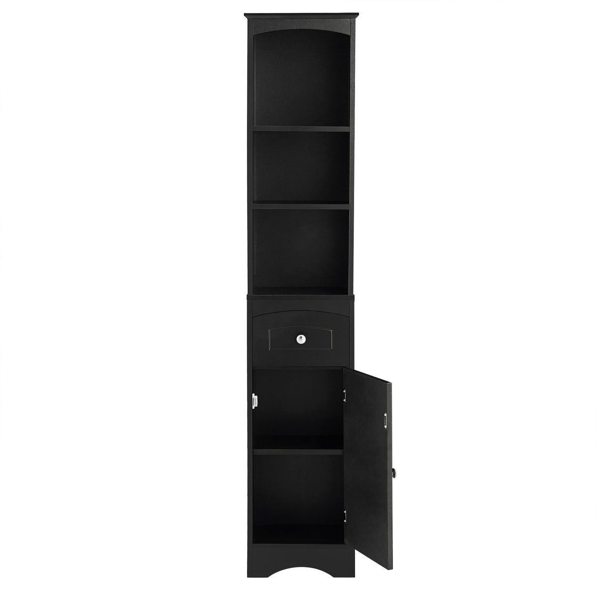 Tall Bathroom Cabinet, Freestanding Storage Cabinet with Drawer, MDF Board, Adjustable Shelf, Black - Julia M LifeStyles