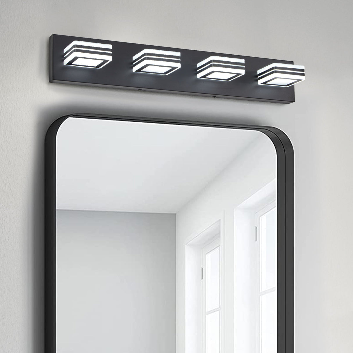 LED Modern Black Vanity Lights, 4-Lights Acrylic Matte Black Bathroom Vanity Lights Over Mirror Julia M Home & Kitchen