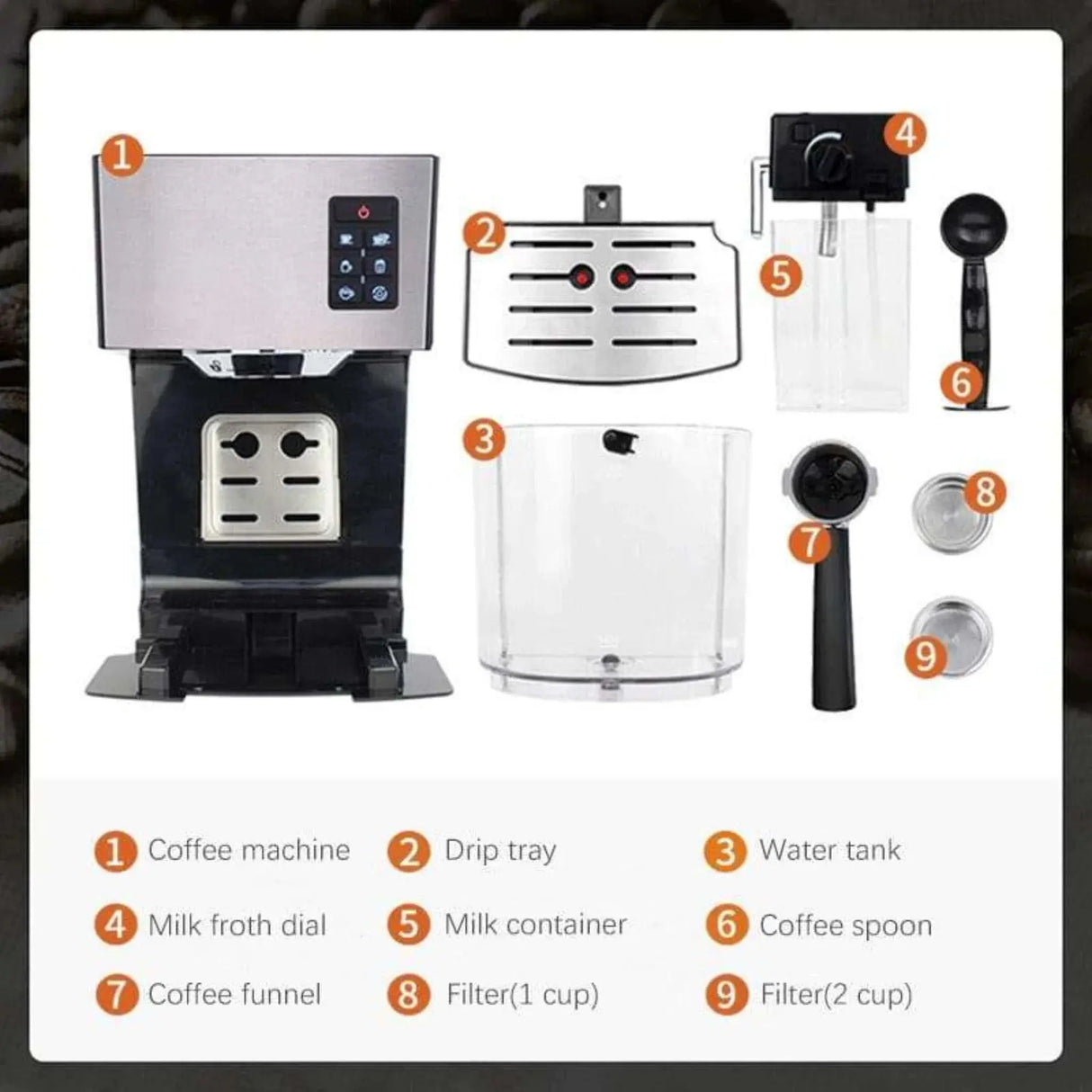 19 Bar All-in-One Coffee-Espresso Maker with Milk Froth - Julia M LifeStyles