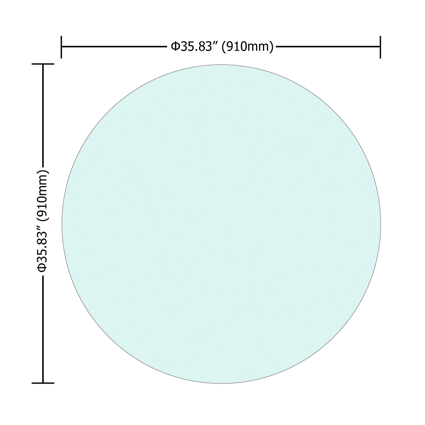 36" Inch Round Tempered Glass Table Top Clear Glass 1/4" Inch Thick Flat Polished Edge - Julia M LifeStyles