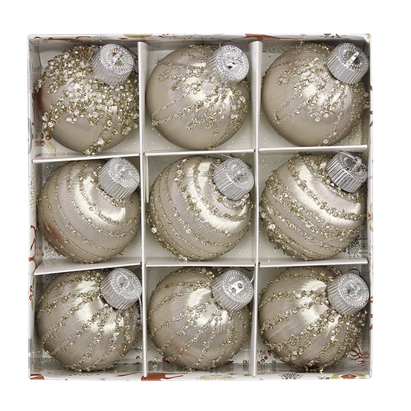 Christmas balls, silk balls, winding balls, painted balls, 8cm, 9pcs, boxed Christmas decorations Julia M Home & Kitchen