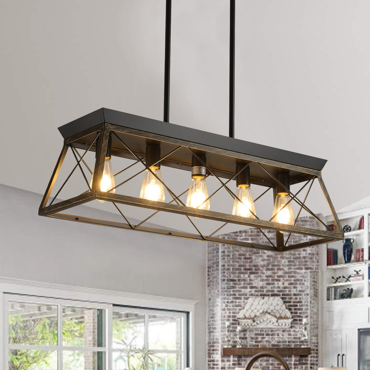 European Style 5-Light Farmhouse Chandelier - Rustic Metal Pendant for Dining Rooms Julia M Home & Kitchen