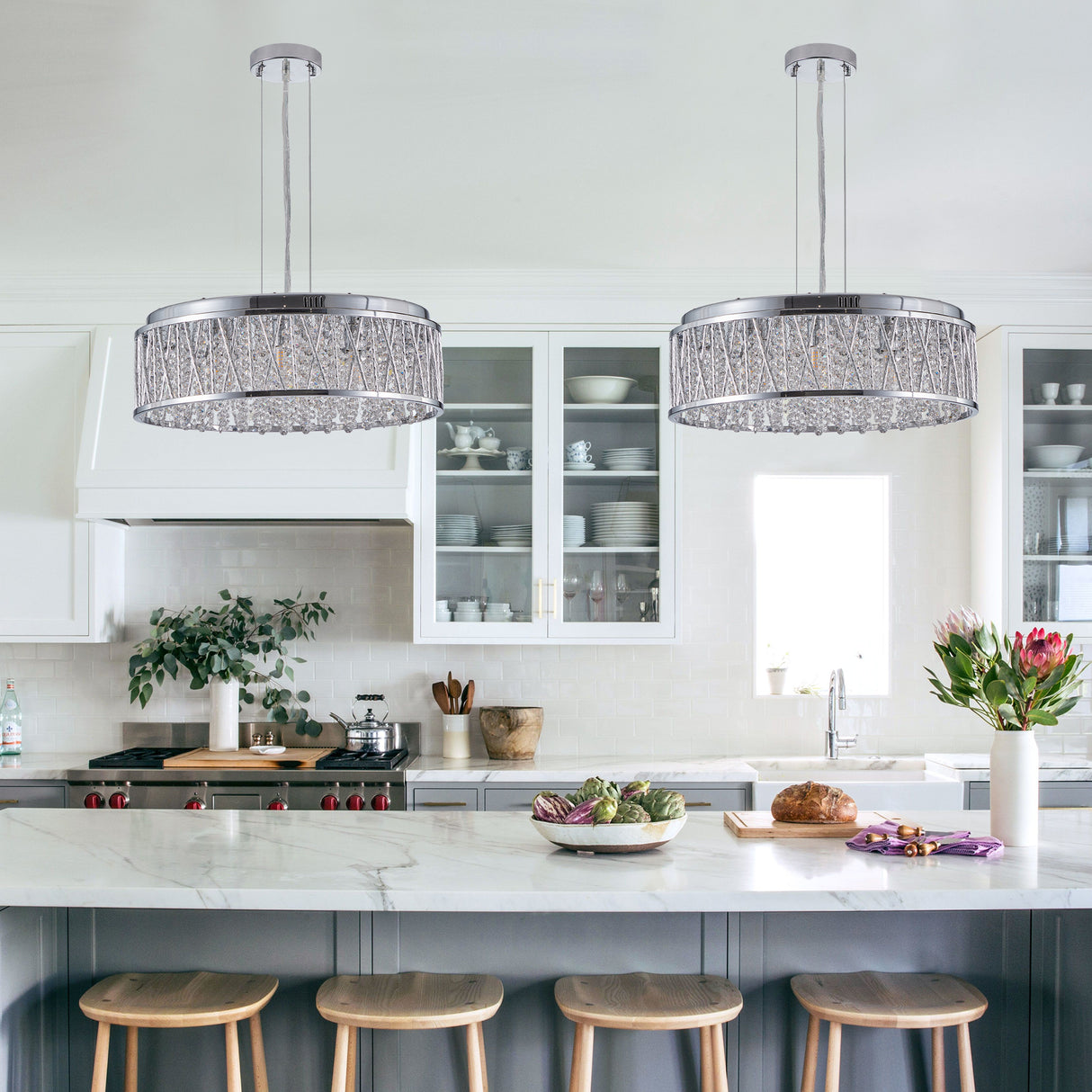 Modern Crystal Ceiling Light – Round Flush Mount Chandelier