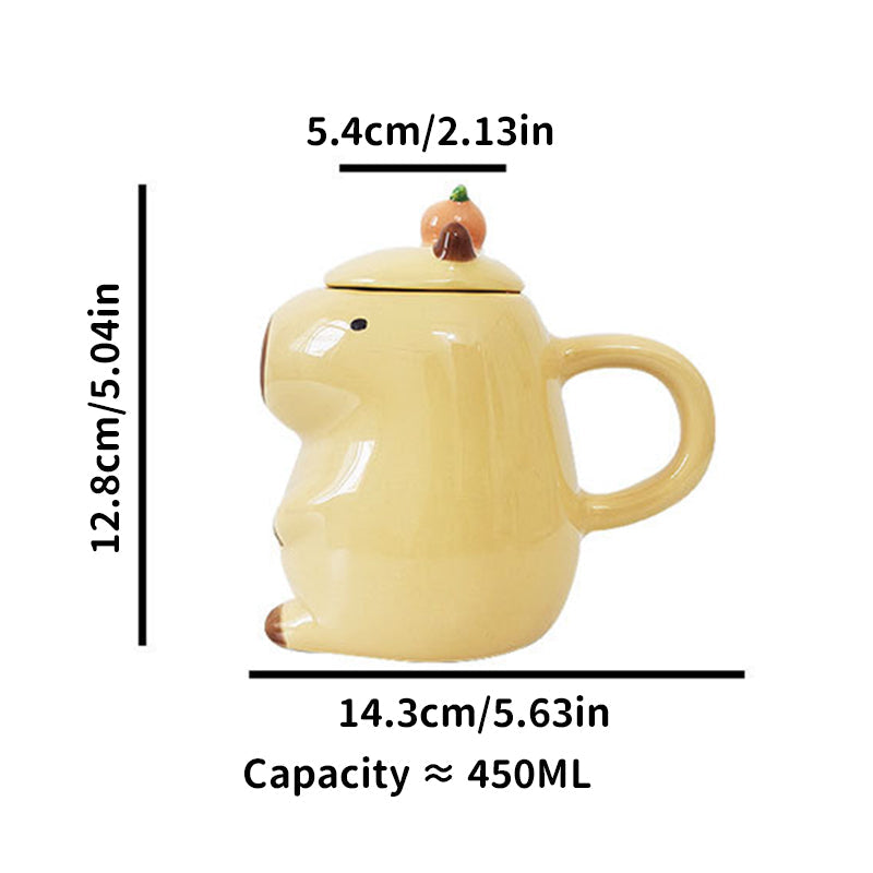 Fun 3D Capybara Mug Pair:3D capybara - designed mugs with handles & lids. A wonderful gift choice for girls. Julia M Home & Kitchen