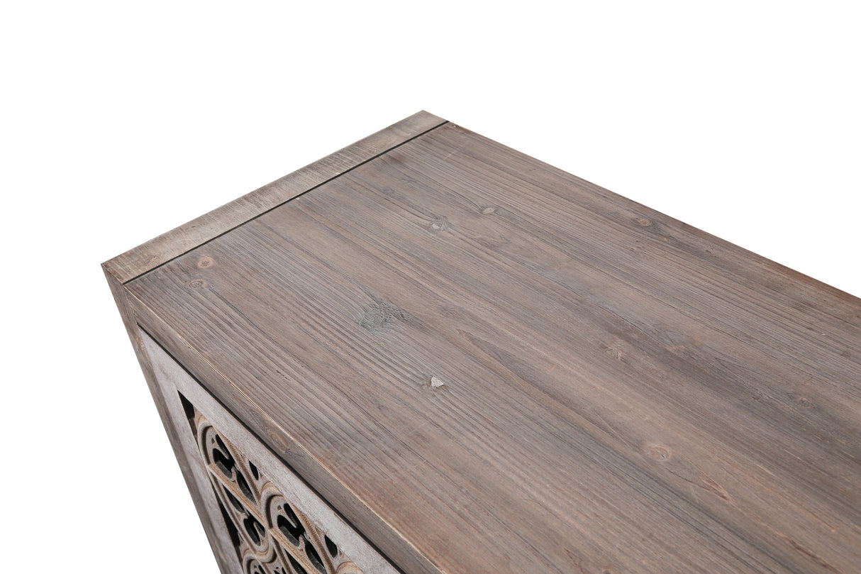 Hollow Four Door Antique Cabinet, American Country Style, Suitable for Living Room, TV Cabinet, Kitchen (Brown) - Julia M LifeStyles