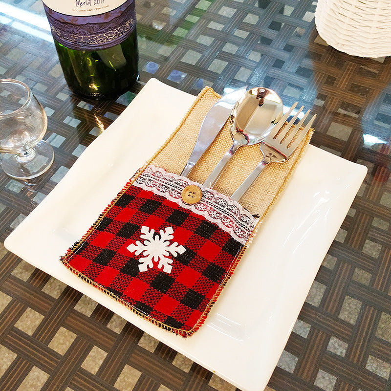 Christmas knife and fork set, Christmas decoration, restaurant decoration, hotel decoration, linen cloth, Christmas knife and fork set Julia M Home & Kitchen
