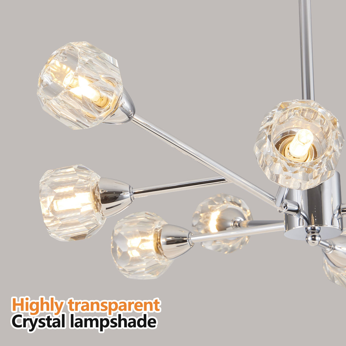 Modern Crystal Chandeliers, 9 Lights Chrome Chandelier for Living Room Bedroom (Bulbs Not Included) eprolo
