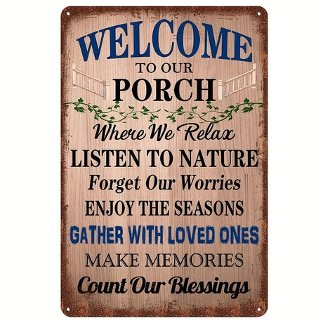 Welcome to Our Haven" Vintage Distressed Aluminum Porch Sign – Rustic Metal Art with Scrollwork Frame & Fleur-de-Lis Accents Julia M LifeStyles