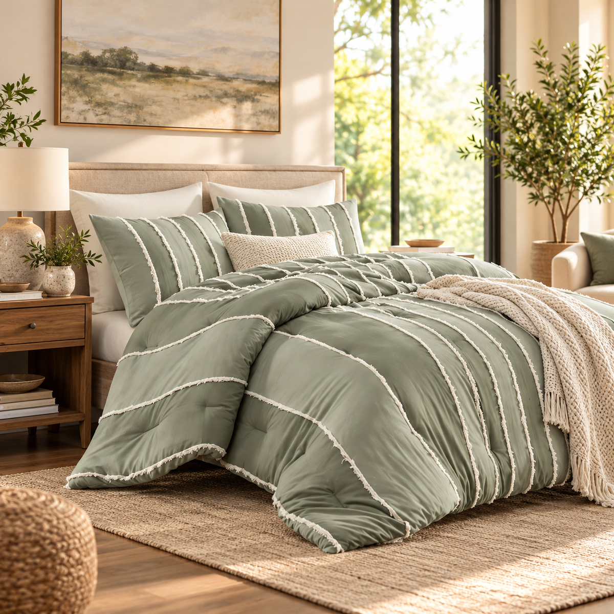 The Provence Floral Stripe Cotton Comforter Set