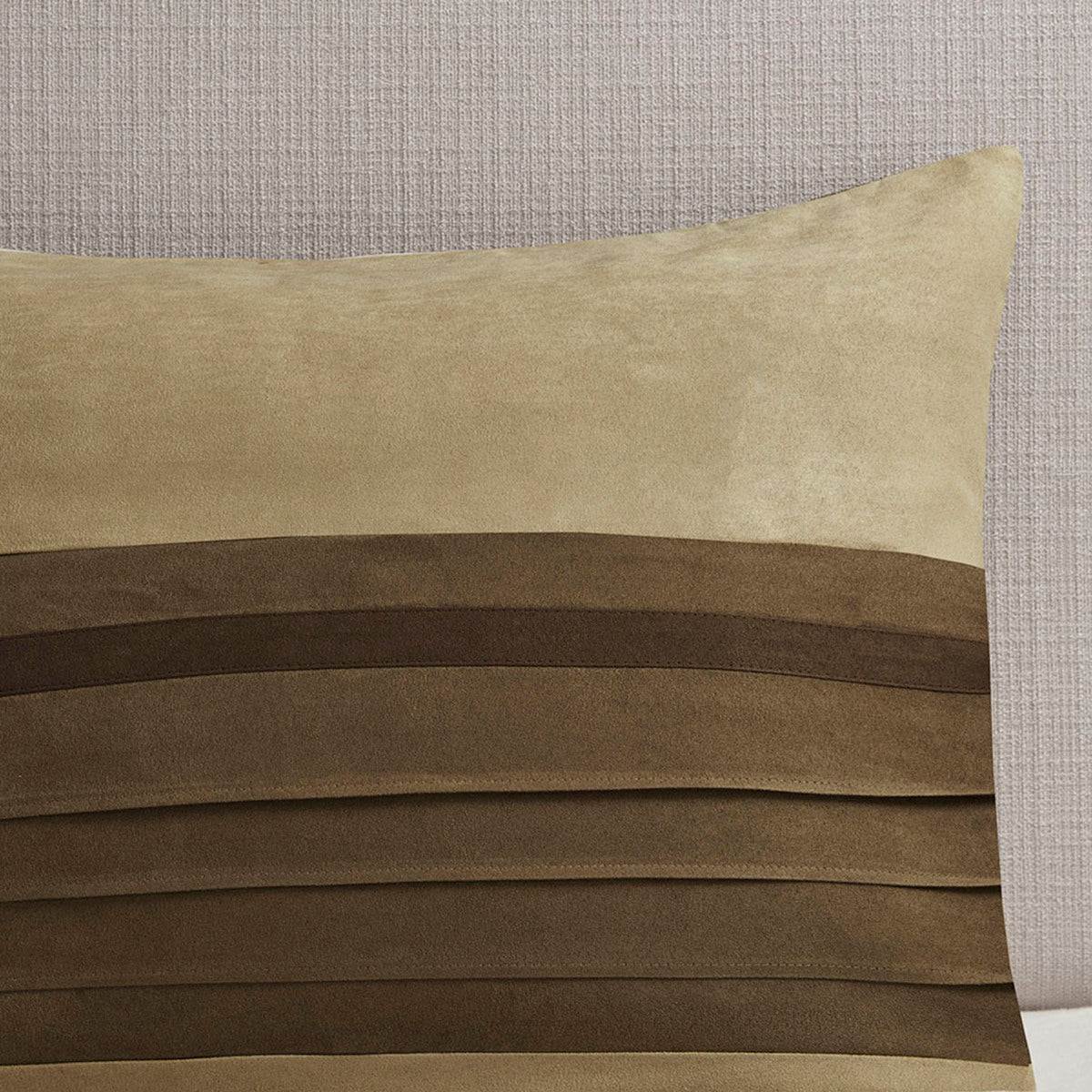 Luxurious 7 PC Pieced Faux Suede Comforter Set in Natural for Queen Size Beds