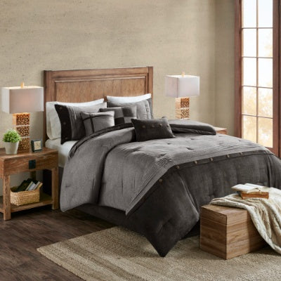 Madison Park Boone 7-Piece Faux Suede Comforter Set – King/California King