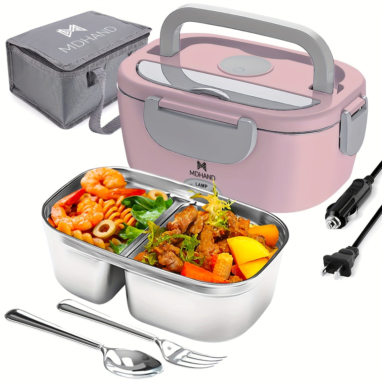 65W Electric Lunch Box Heater - Portable Food Warmer with Stainless Steel Tray Julia M Home & Kitchen