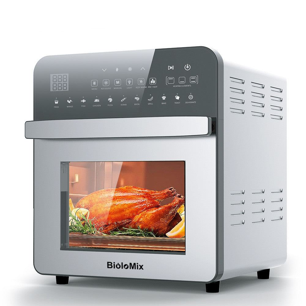 Stainless steel double heating air oven with 15L capacity and electronic touch control panel