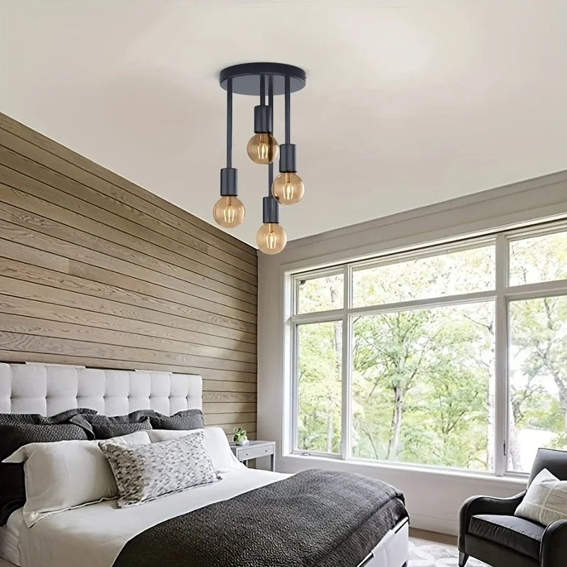 Modern Black 4-Bulb E27 Ceiling Light Chandelier - Julia M LifeStyles