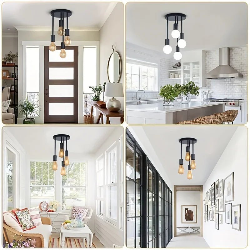 Modern Black 4-Bulb E27 Ceiling Light Chandelier - Julia M LifeStyles