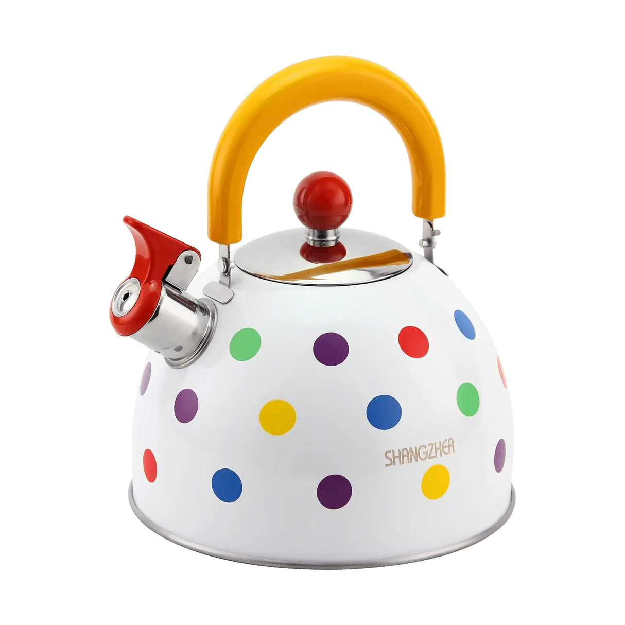 2.5L Stainless Steel Whistling Teapot - Dot Colour Design - Julia M LifeStyles