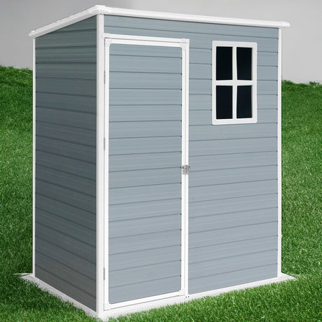 5x3ft Resin Outdoor Storage Shed Kit-Perfect to Store Patio Furniture Grey - Julia M LifeStyles