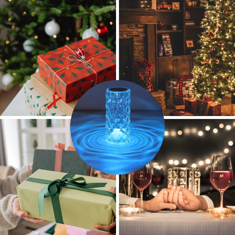 Crystal decorative desk lamp bedroom bedside touch remote control rose light LED charging atmosphere night light Julia M Home & Kitchen