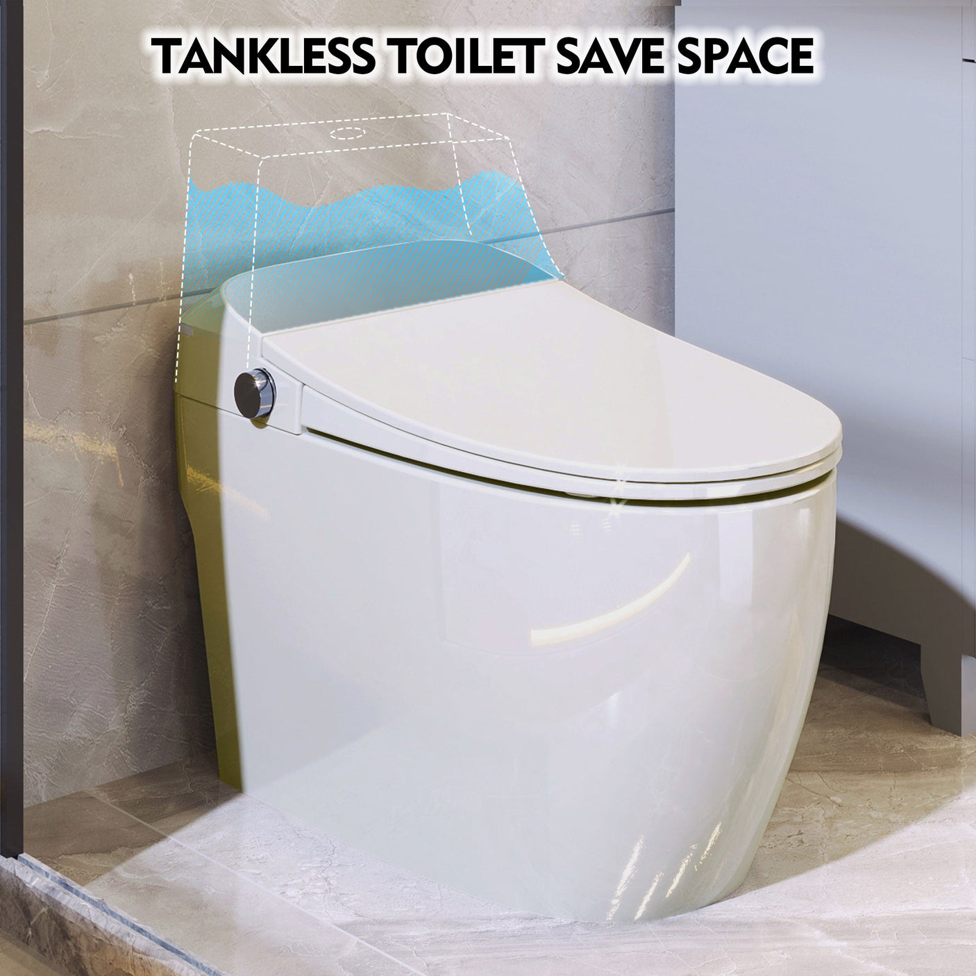 Heated seat intelligent toilet, integrated toilet, automatic flushing water tank toilet, with foot sensor flushing, white night Julia M Home & Kitchen