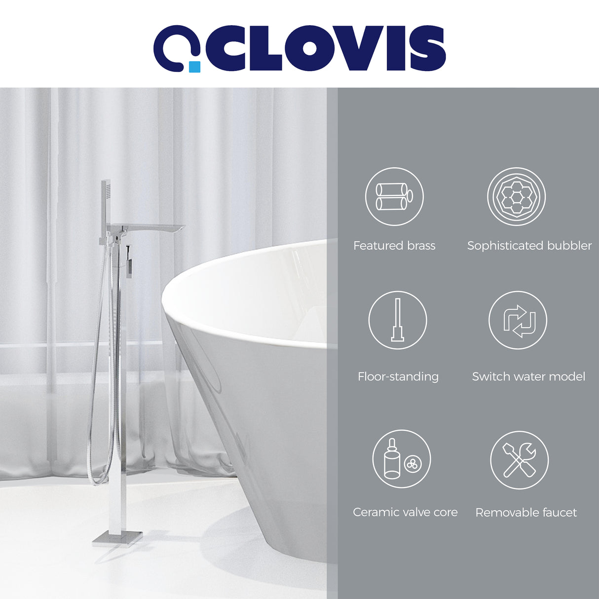 Single Handle Floor Mounted Freestanding Tub Filler - Julia M LifeStyles