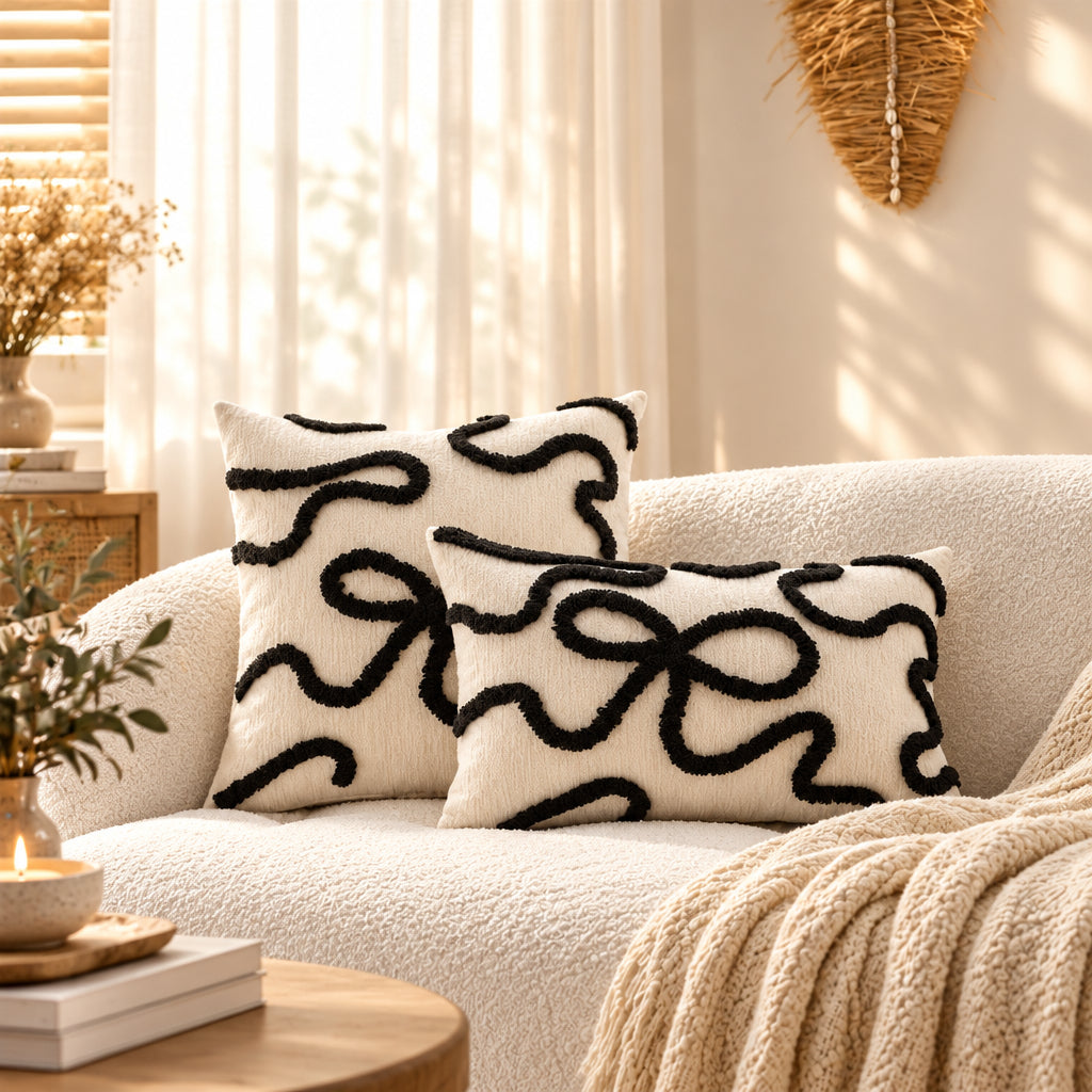 Celeste Bow Embroidered Pillow Cover