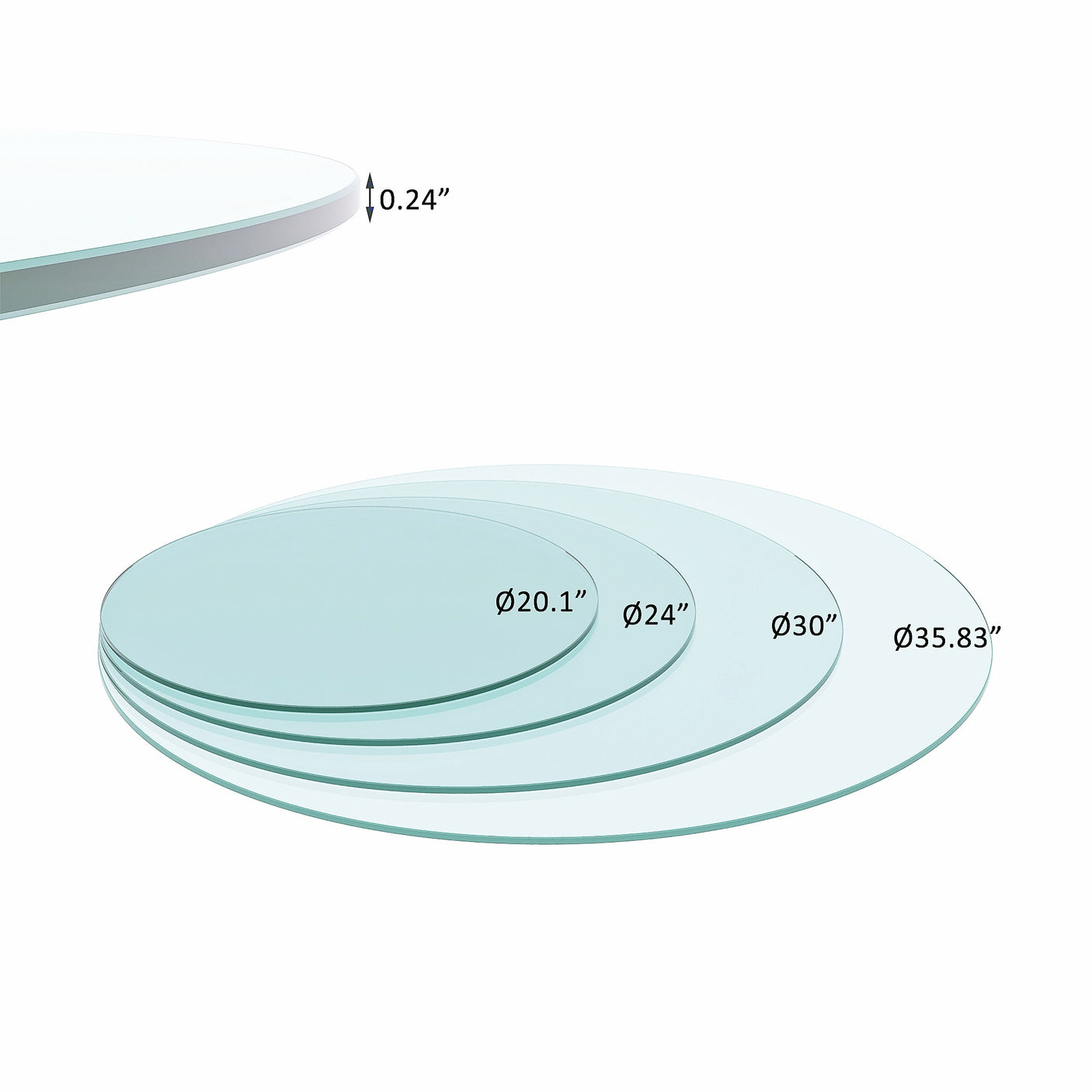 36" Inch Round Tempered Glass Table Top Clear Glass 1/4" Inch Thick Flat Polished Edge - Julia M LifeStyles