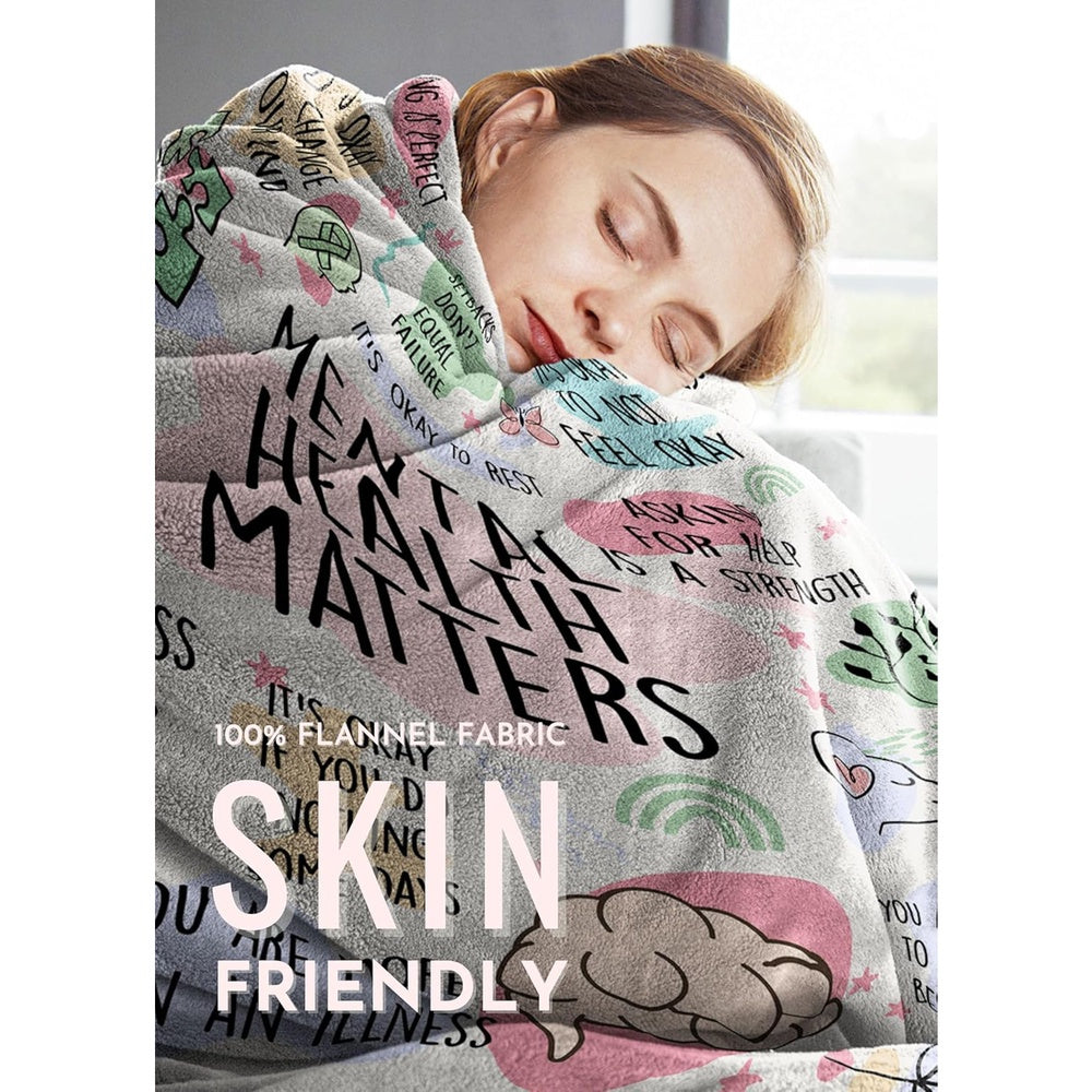 Mental Health Gifts for Men Women, Flannel Blankets Throws for Therapist, Perfect for Birthday Christmas Thanksgiving, 280g with 100.00% Polyester Flannel Blanket - Julia M LifeStyles