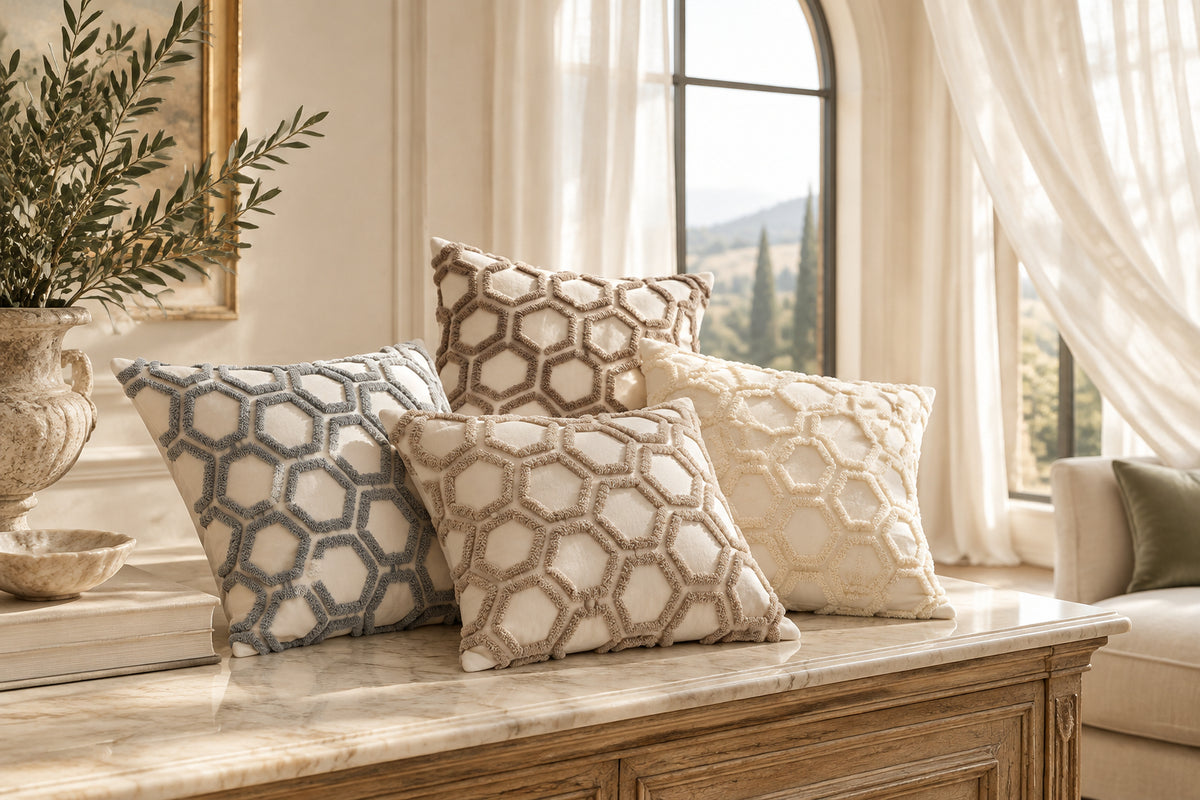 Hive Honeycomb Tufted Throw Pillow Cover, 18 x 18 in
