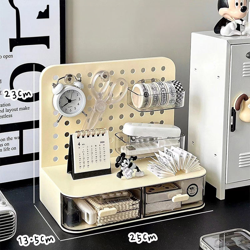 Adorable Desk Organizer with Hook Drawer, Hole Board, Card Display Stand, Desktop Storage Box, and Stationery Storage Rack - Julia M LifeStyles
