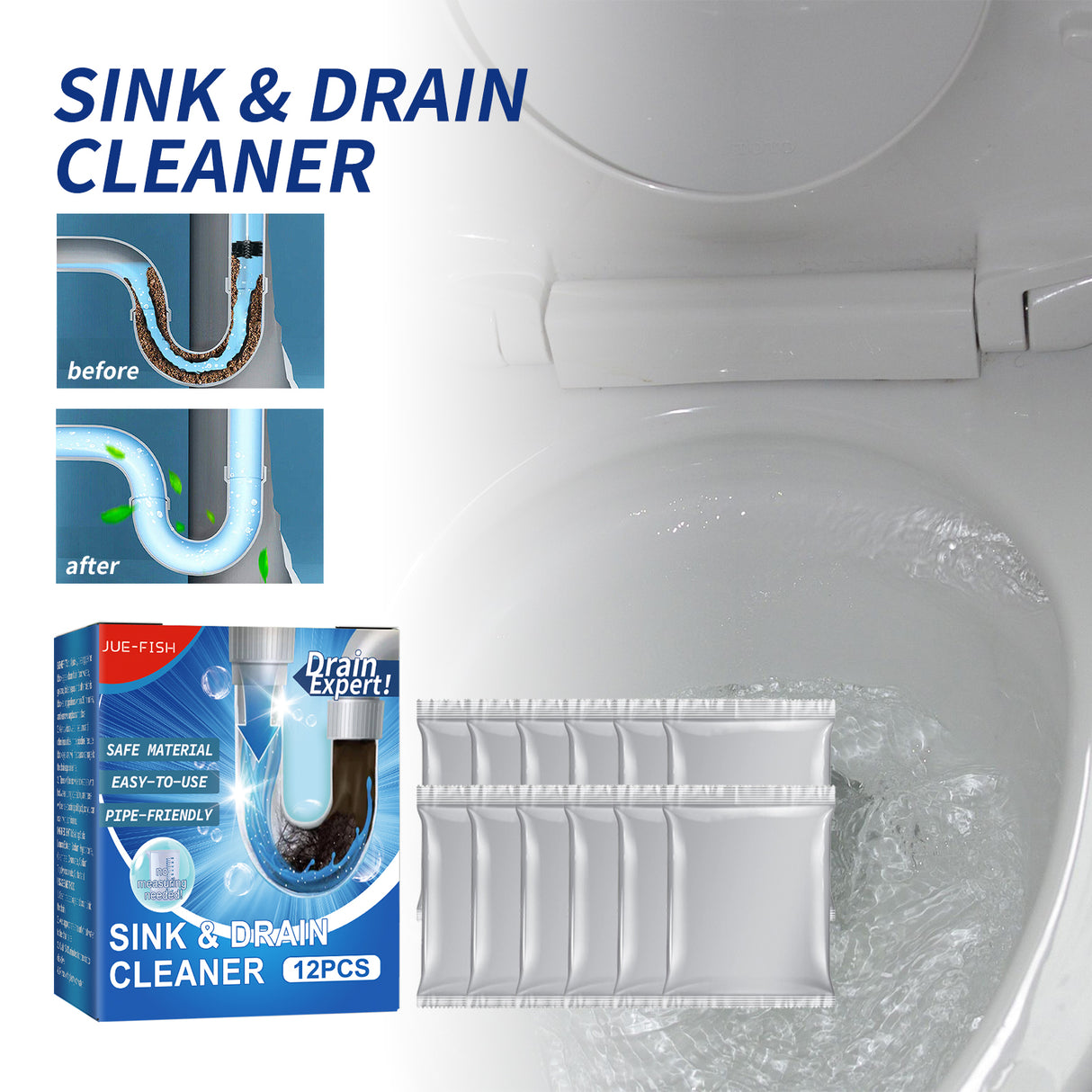 Jue-Fish Drain Cleaner, Toilet Kitchen Drain Anti-Clogging Deodorant Dredging Cleaner - Julia M LifeStyles