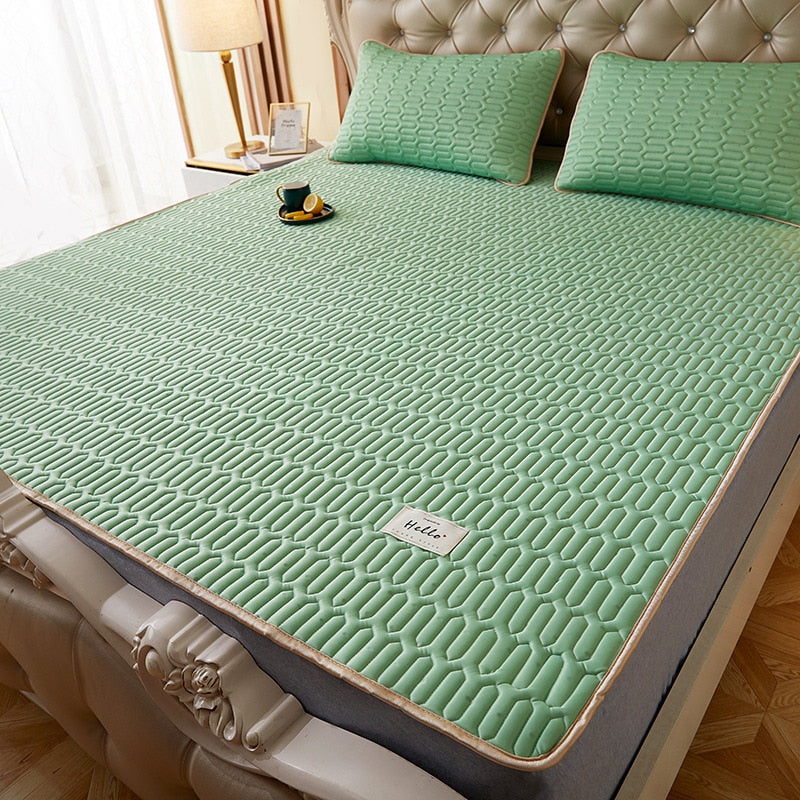 Summer Bed Sheet Ice Silk Mat Soft and Comfortable Latex Mattress Bedding Three-piece Breathable Mat for Comfortable Sleep - Julia M LifeStyles