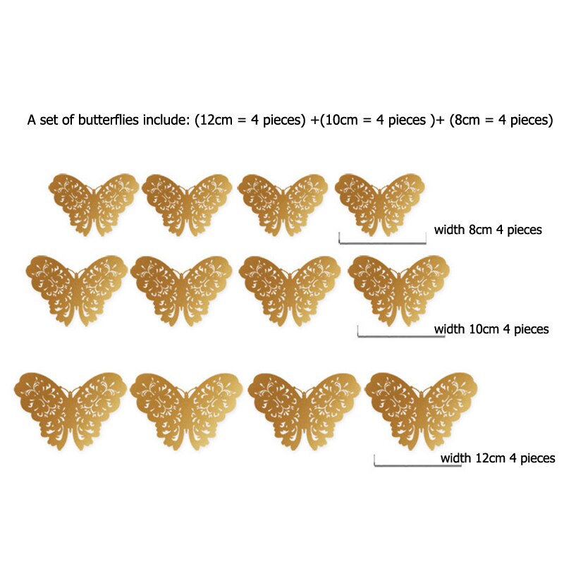 12pcs 3D Hollow Butterfly Wall Sticker for Home Decor DIY Butterflies Fridge stickers Room Decoration Party Wedding Decor - Julia M LifeStyles