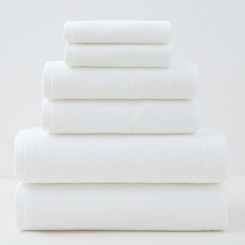 Solid Color Simple Towels 6-piece Cotton Suit