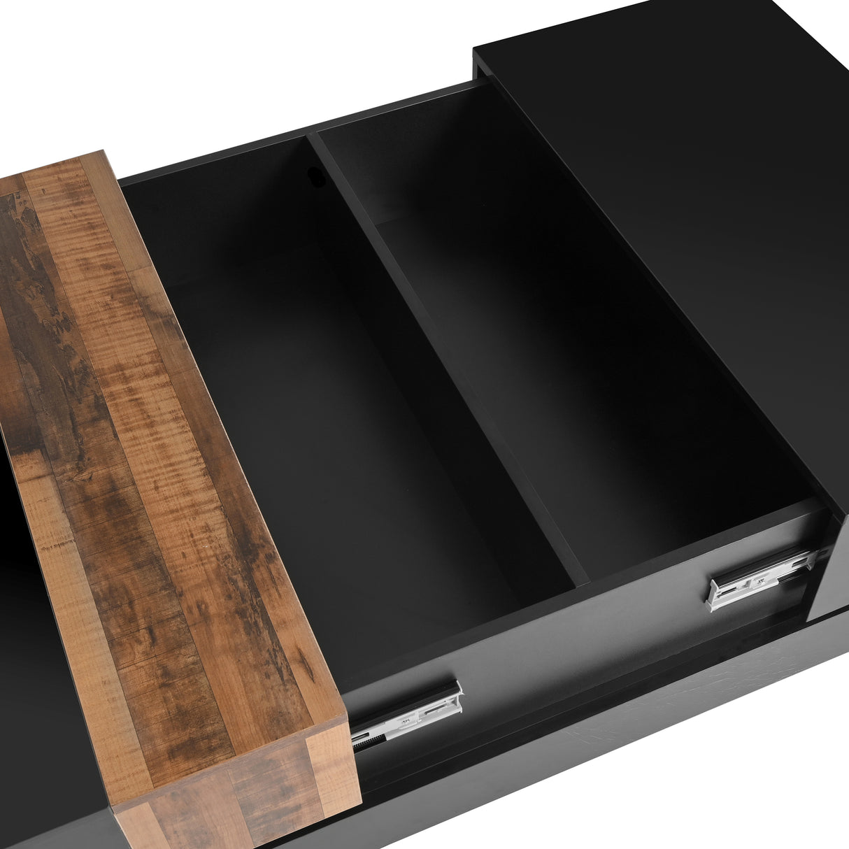 ON-TRANS 31.4 inches x 31.4 inches with sliding tabletop, high gloss center table, hidden storage room black - Julia M LifeStyles