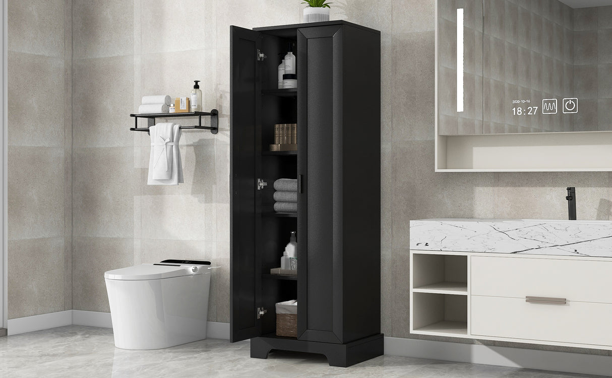 Storage Cabinet with Two Doors for Bathroom, Office, Adjustable Shelf, MDF Board, Black - Julia M LifeStyles