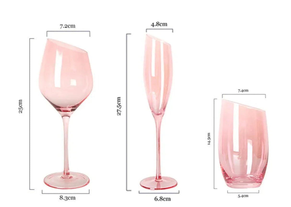 Flamingo Slanted Pink Crystal Champagne Goblet Set Julia M Home & Kitchen
