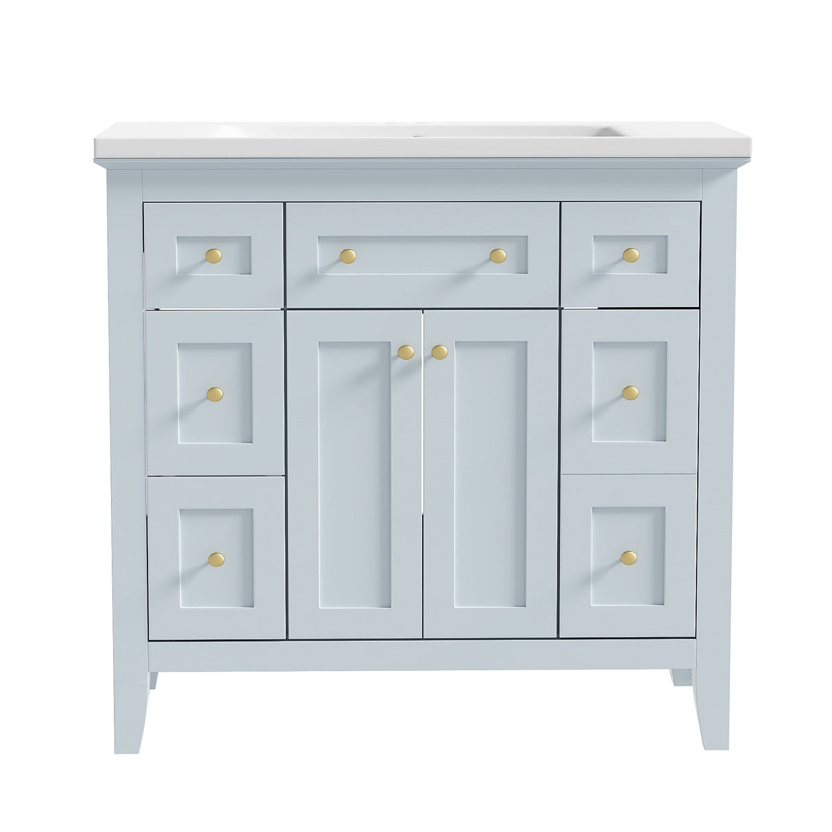 36 inch bathroom vanity with resin sink combination set with 6 drawers and 2 cabinets, storage cabinet vanity set, light blue Julia M Home & Kitchen