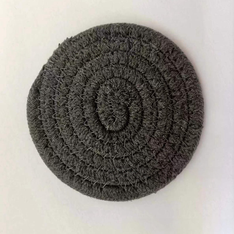 Cotton thread placemat hand woven insulation mat bowl mat cup mat thickened and simple cotton linen table mat eprolo