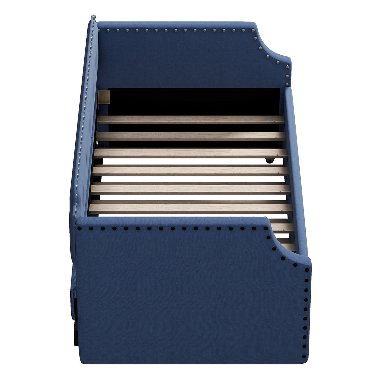 Upholstered Daybed with Trundle, Wood Slat Support,Upholstered Frame Sofa Bed Twin Blue Julia M Home & Kitchen