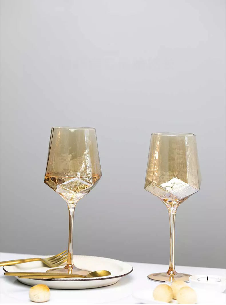 Hammered Diamond Amber Crystal Champagne Goblet Julia M Home & Kitchen