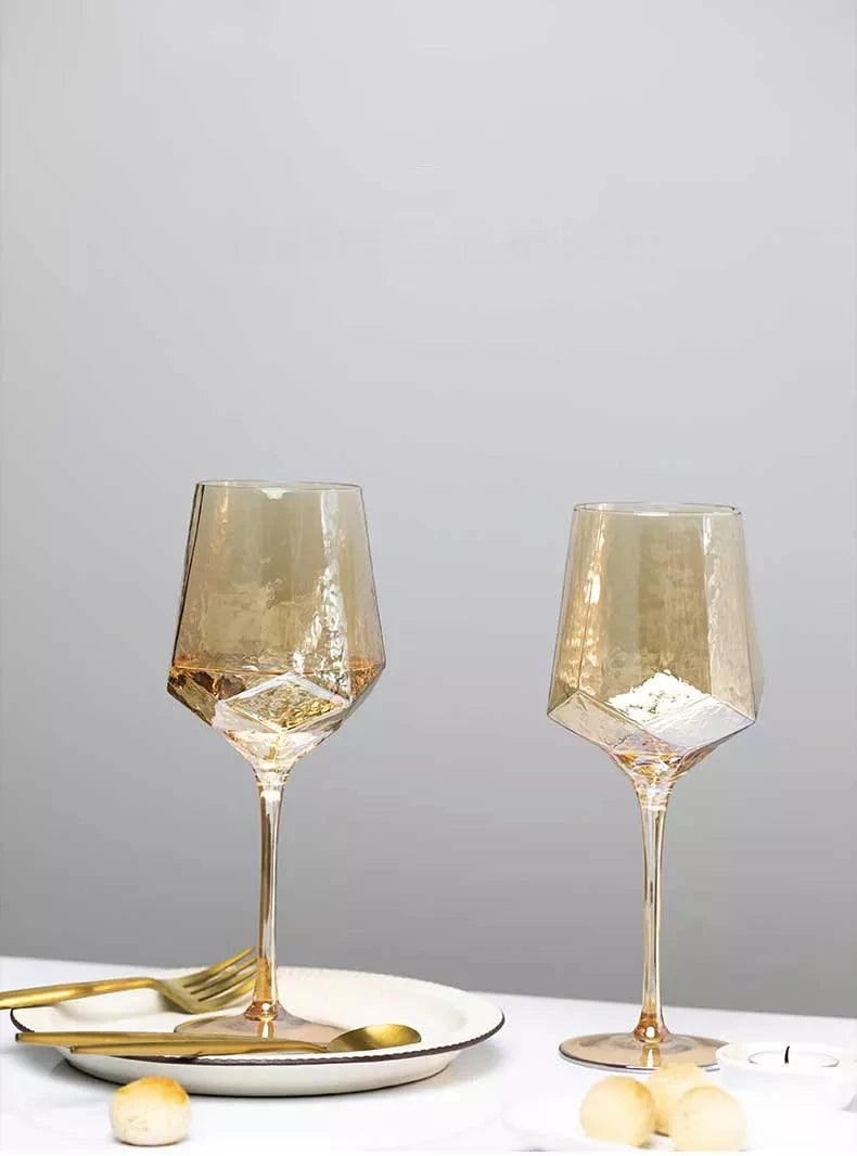 Hammered Diamond Amber Crystal Champagne Goblet Julia M Home & Kitchen