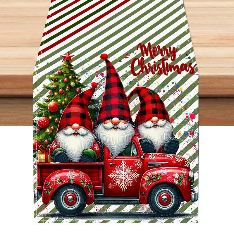 Christmas Dwarf Printed Table Flag New White Hemp Table Decoration Tablecloth Christmas Decoration Tablecloth Mat Julia M Home & Kitchen