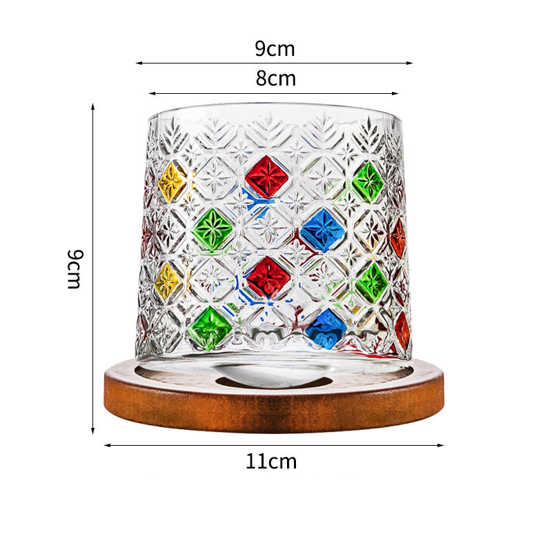 Hand drawn rotating glass cups multiple multi-purpose whiskey glasses rotating glass cups Julia M Home & Kitchen