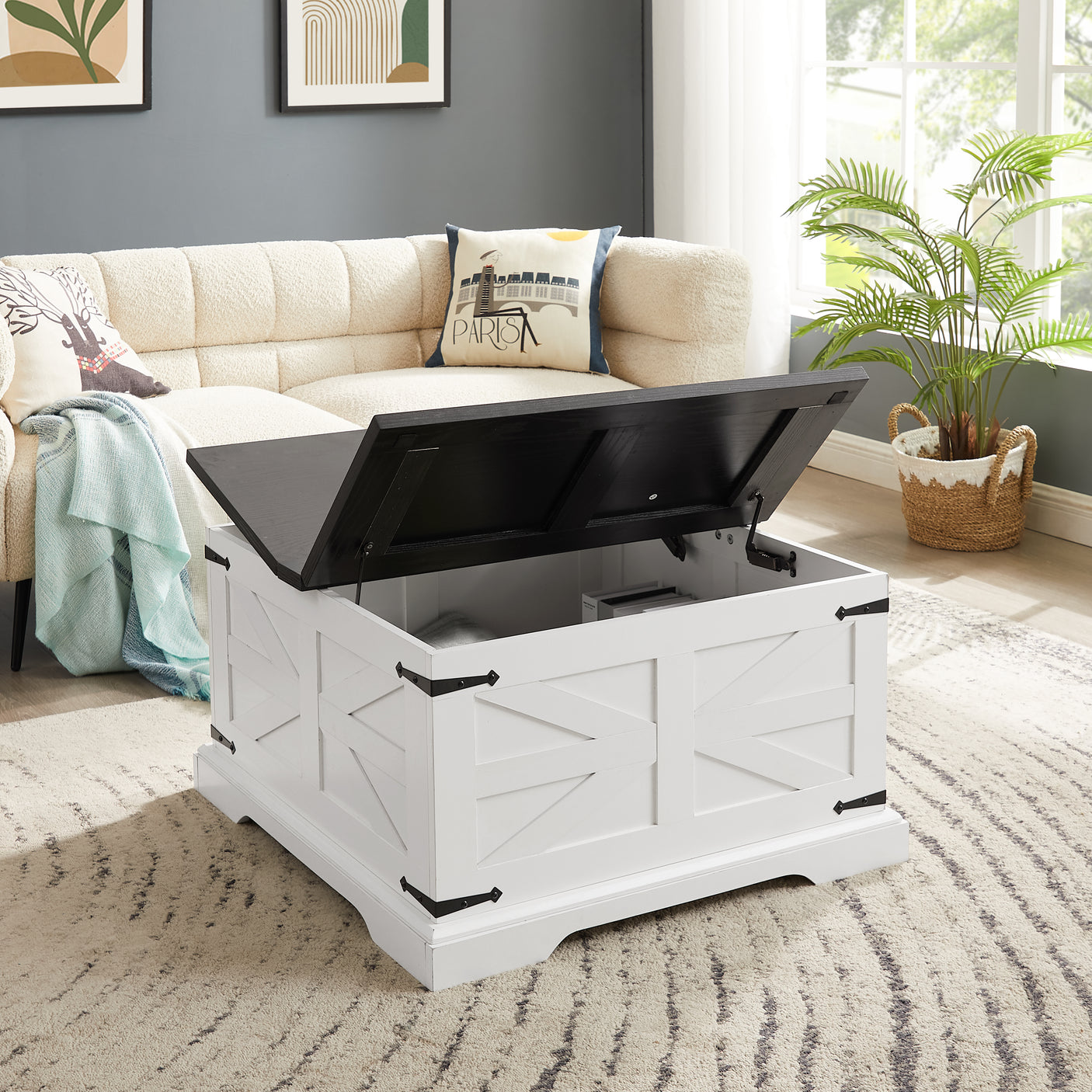 Farmhouse Coffee Table & End Table Barn design Center Table Rustic Cocktail Table with Hinged Lift Top and End Table - Julia M LifeStyles