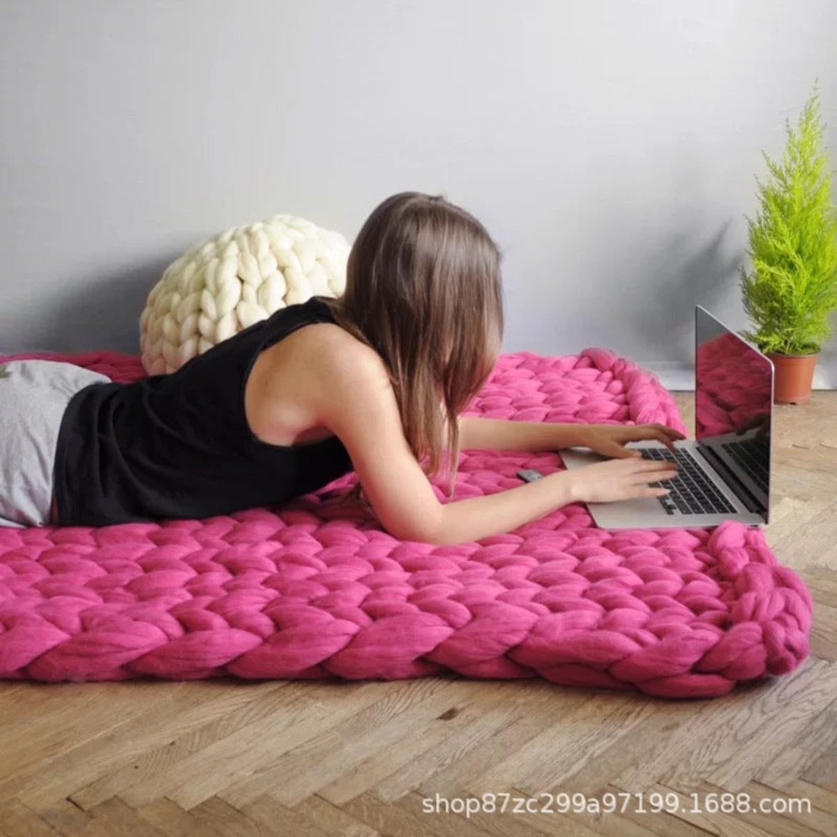 Cloudweave Chunky Knit Throw Blanket, Oversized Cozy Texture