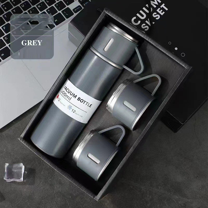 A cup of three-lid thermos cup portable fashion gift box set stainless steel cup - Julia M LifeStyles