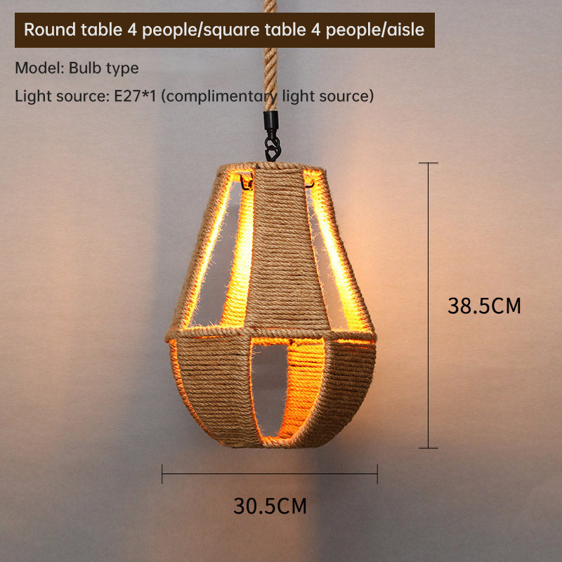 Retro Industrial Hemp Rope Pendant Lamp for Home & Commercial Spaces Julia M Home & Kitchen