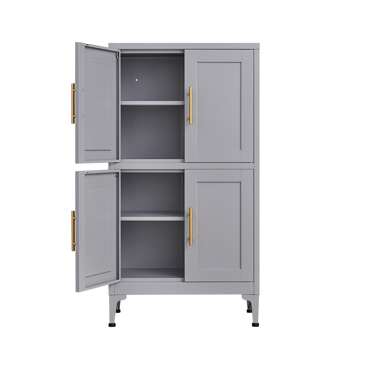 Grey metal kitchen storage cabinet, kitchen pantry storage cabinet with door and shelf, adjustable leveling feet eprolo