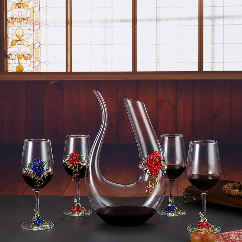 Household enamel crystal glass red wine glass goblet decanter Julia M Home & Kitchen
